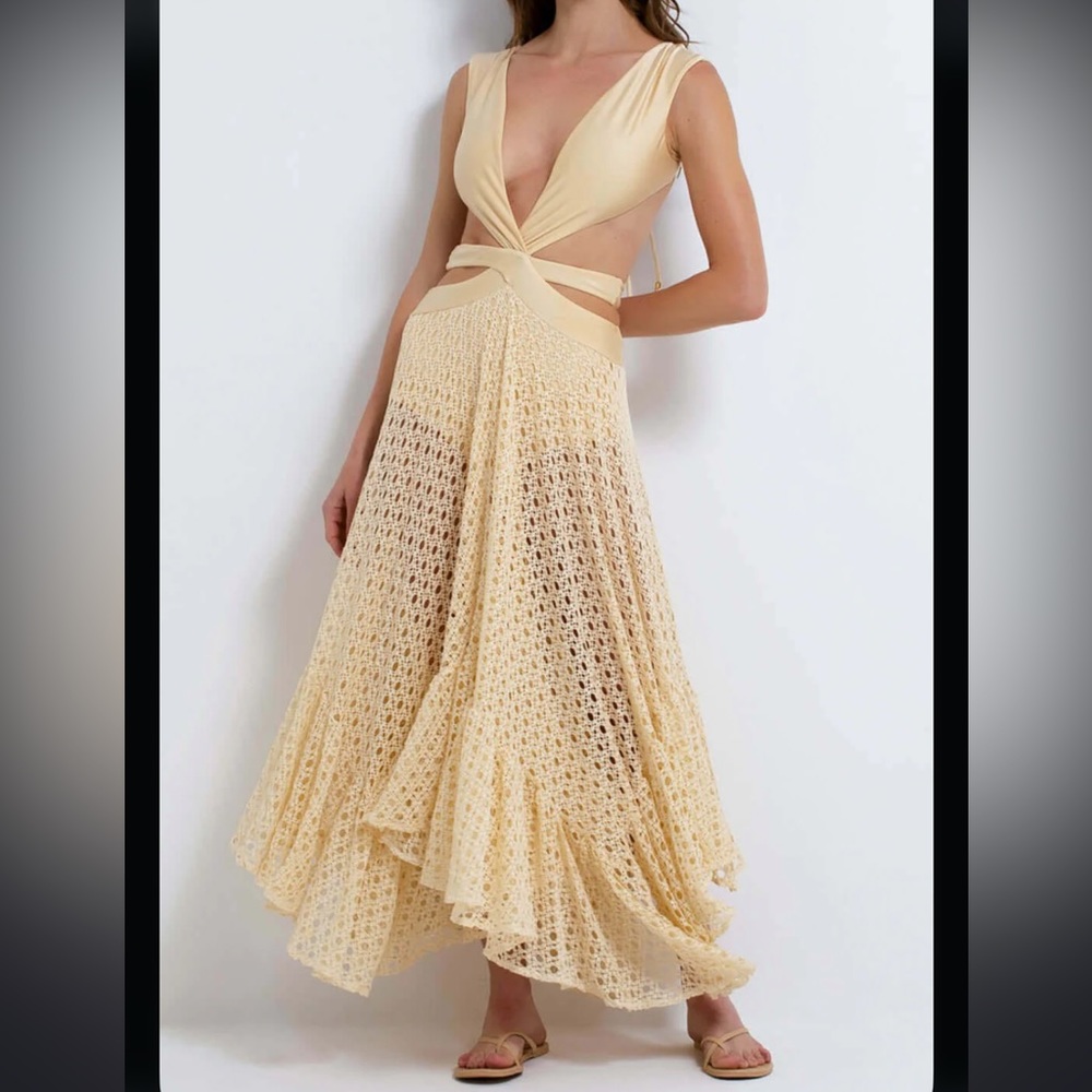 MONSTERA SLEEVELESS BEACH DRESS PATBO sand XL